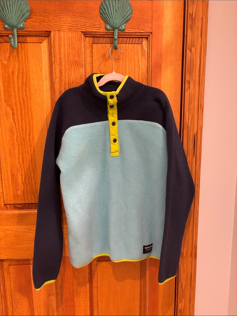 Burton Kids fleece snap button up navy and teal size Large L